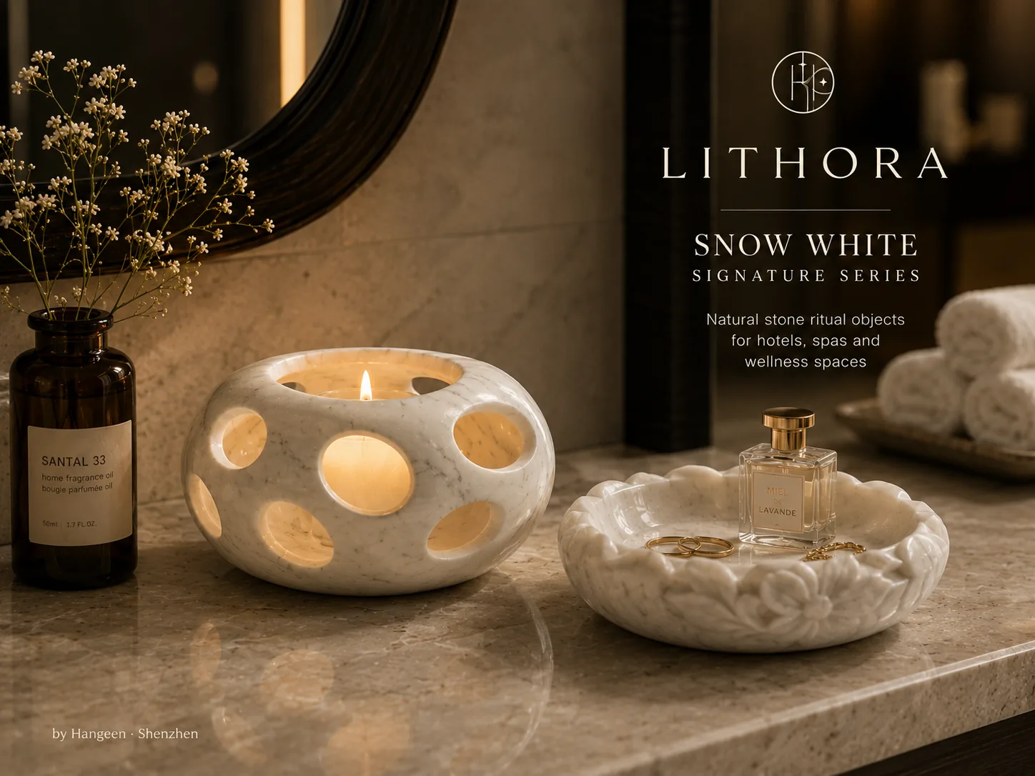 Alternative spa counter arrangement for hotel and wellness spaces.
