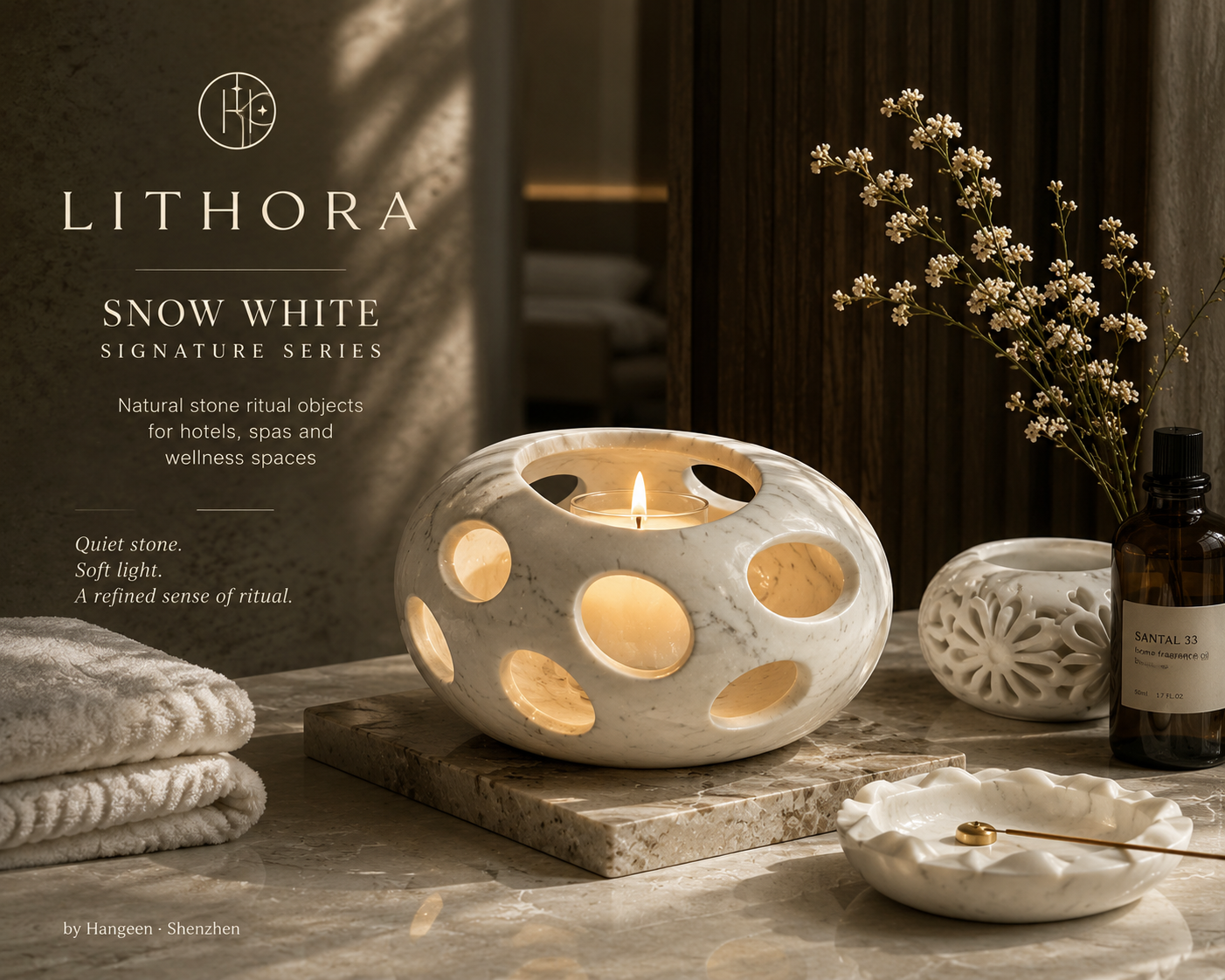 SWS-02 medium white stone signature candle vessel